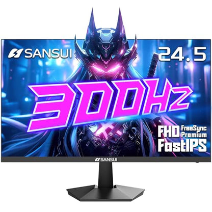 SANSUI Gaming Monitor, 24.5" 300hz 240hz FHD 1080P 1ms FPS PC Monitor Gaming, HDR, FreeSync, DisplayPort x2 HDMI x2, Fast IPS, 120% sRGB, Audio Jack, VESA Support, Desktop Compatible(ES-G25X1 PRO) - size: 24.5 Inch