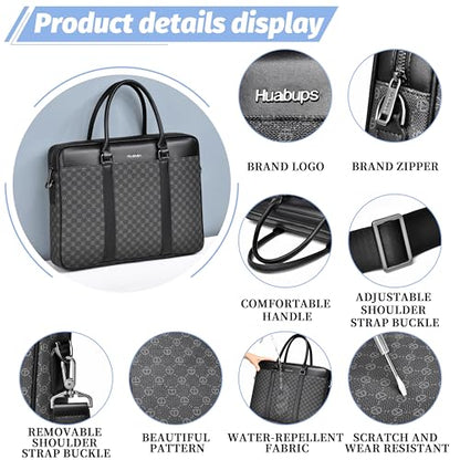 FSD. WG Business Bag Leather Messenger Bag Water Resistant Business Travel Briefcase Handbag Briefcase for Men - color: 91black