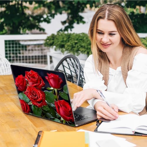 Laptop Skin Sticker Decal, Universal Reusable Vinyl Laptop Cover for 12" 13" 13.3" 14" 15" 15.4" 15.6" Notebook PC, Reusable Waterproof Scratch-Resistant with 2 Wrist Pads,Red Rose Flowers - color: Red Rose Flowers
