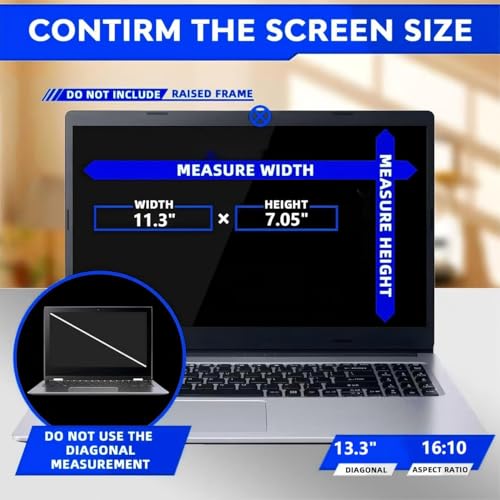 13.3-inch magnetic privacy screen, suitable for laptops with a 16:10 detachable anti-glare filter, reduces blue light/compatible with HP, Dell, Acer, Asus, Samsung, Lenovo and other laptops.