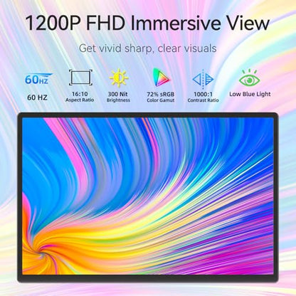 16" Portable Monitor for Laptop - 1200P FHD Laptop Screen Extender HDMI USB C HDR Travel Dual External Display with Stand Gaming Monitor for Windows MAC Computer Switch Phone Xbox PS4/5 - size: 16"