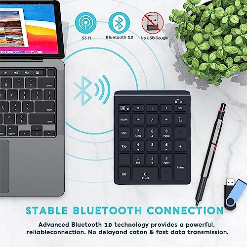 Lekvey Bluetooth Number Pad for Laptop, Wireless Numeric keypad, 28 Keys Numpad Number Keypad Bluetooth 10 Keys Number Pad for Laptop, MacBook Air/Pro, iMac, Surface Pro, etc - color: Classic Black