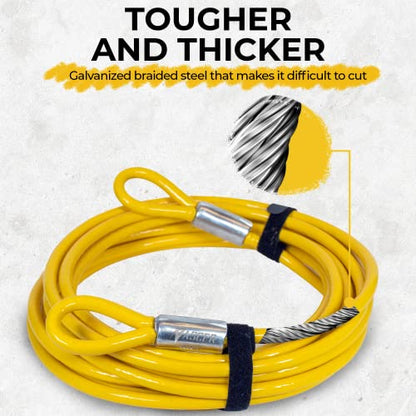 Vascer Commercial Heavy Duty Braided Galvanized Steel Theft Deterrent Security Cable with Looped Ends. (1/2 Inch Thick, 7x19 Construction, 10 Feet) - size: 10 Feet - 1/2 Inch Thick