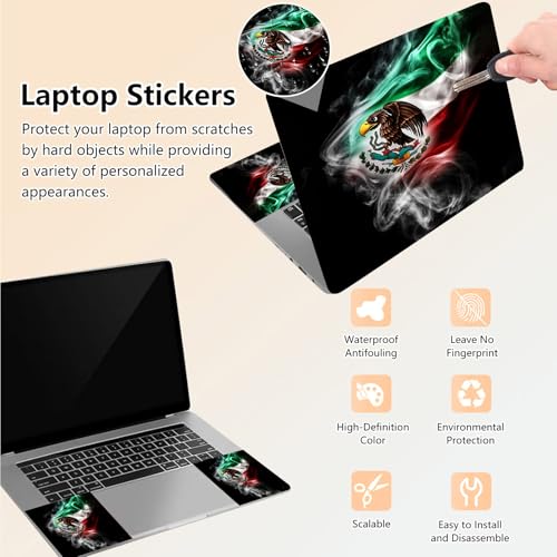 Laptop Skin Sticker Decal 15.6 Inch,12 13 13.3 14 15 15.6 in Laptop Netbook Skins for Notebook,Art Decal Removable Waterproof Scratch Resistant,Universal Vinyl Cover,Mexican Flag Eagle - color: Mexican Flag Eagle