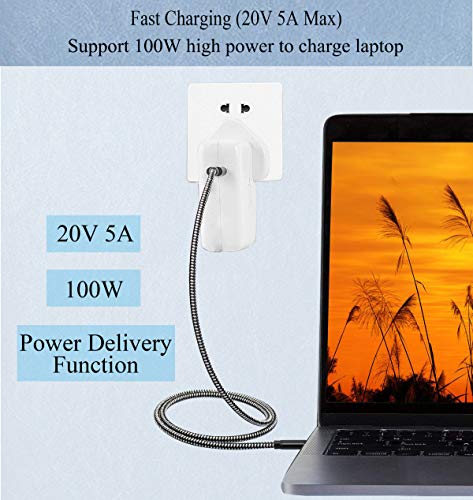100W/5A USB-C to USB-C 3.1 Male Gen 2 (10Gbps) Connector Extension Cable, Supports Charging, Data, Audio, Video Cable for New MacBook, Samsung Galaxy S8, S9, S10(0.2M)