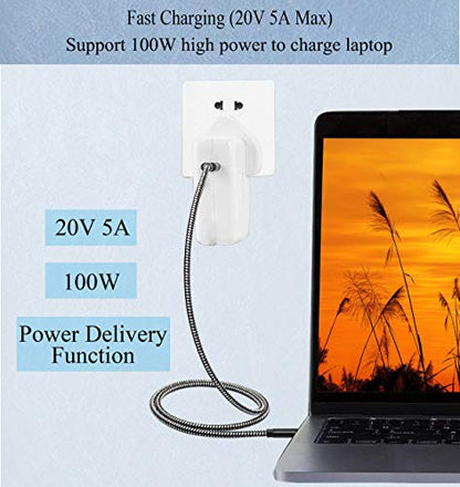 100W/5A USB-C to USB-C 3.1 Male Gen 2 (10Gbps) Connector Extension Cable, Supports Charging, Data, Audio, Video Cable for New MacBook, Samsung Galaxy S8, S9, S10(0.2M)