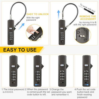 DELSWIN Cable Locks with Combination, 4-Digit Combination Lock with 3 Different Length Replaceable Steel Rope, Security Cable Lock for Luggage, Helmet, Gym Locker, Cabinet, Fence Gate (Gray) - color: Gray