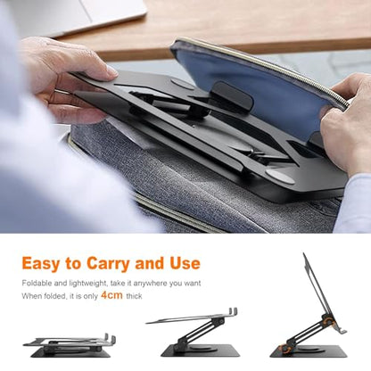 360° Rotating Laptop Stand for Desk,Adjustable Notebook Riser | Ergonomic, Height Adjustable,Hollow out Heat Dissipation Stable Structure for 10-16 Inch Laptop Macbook Notebook