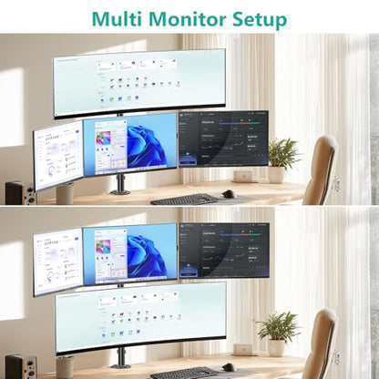 WALI Quad Monitor Mount for up to 49 inch Ultrawides on Top Bracket and 27 inch Screens on Lower Brackets, Extra Tall 4 Monitor Stand, Heavy Duty Monitors Arm up to 44 lbs (M004S-P), Black - size: 13"-49", style: Quad