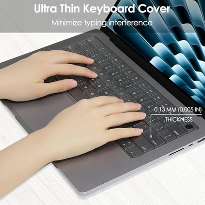 ProElife Keyboard Cover Skin for 2026 2025 MacBook Air 13.6 inch 15.3 inch M5/M4 Chip A3448 A3449 A3240 Accessory (U.S Enter) Ultra Thin TPU Protector for Air 13'' 15'' M5/M4 2026 (Transparent)