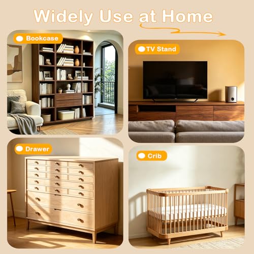 No Drill Furniture Anchors for Baby Proofing, Anti Tip Wall Straps 2 Packs | Dual-Detach Design Large 3M Adhesive Pads Damage-Free Installation 7" Adjustable Strap Fits Dressers, Bookcases & Cabinets - size: 2 Pack