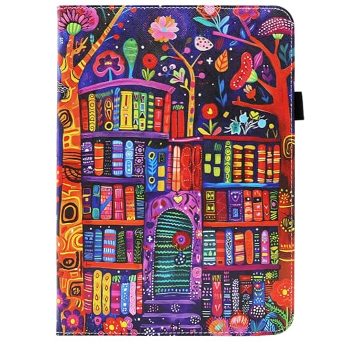 Universal 10 10.1 Inch Android Tablet Case, Dluggs 360 Degree Rotating Multi-Angle Viewing Stand Universal Case Cover for 10 10.1 and All 9.5-10.5 Inch Tablet, Bookshelf Cartoon - color: Bookshelf Cartoon