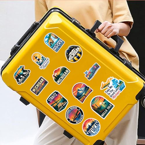 18 Pcs Michigan Stickers, Michigan Travel Sticker Waterproof Vinyl Vacation Decals for Laptop Water Bottle Travel Journal Party Favors - color: Michigan
