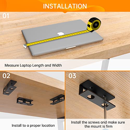 3 PCS Under Desk Laptop Mount with Anti-Scratch Felt Board Under Desk Laptop Holder Tray Durable Under Desk Shelf for Laptop Thick up to 1.15” - size: 3pcs-1 Pack