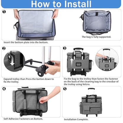 Rolling Teacher Bag Built-in Hard Support Board, Rolling Briefcase with Detachable Trolley, Rolling bag with Laptop compartment, Adjustable Shoulder Strap, and Ample Storage Space - color: Grey