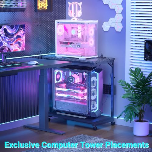 Besiost Computer Tower Stand with Outlets, PC Stand for Floor - size: 32"