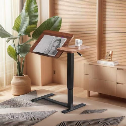 Foldable Bedside Table, Height Adjustable Overbed Bedside Desk Mobile Rolling Laptop Stand Tilting Sofa Side Table with Wheels, Folding Tray Tables for Laptop Bed Couch, Gift for Family, Brown - color: Brown