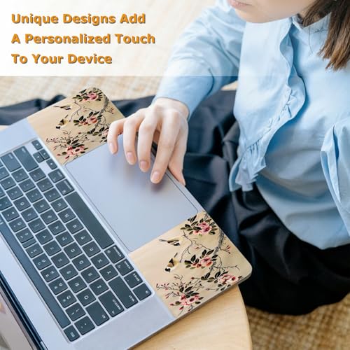 Universal Laptop Skin Sticker with 2 Wrist Pad Decals, 3-Piece Removable Vinyl Laptop Cover, Painting of Birds Flowers Waterproof Anti-Scratch, Easy-Trim Fit for 13.3" 14" 15.6" Laptops - color: Painting of Birds Flowers