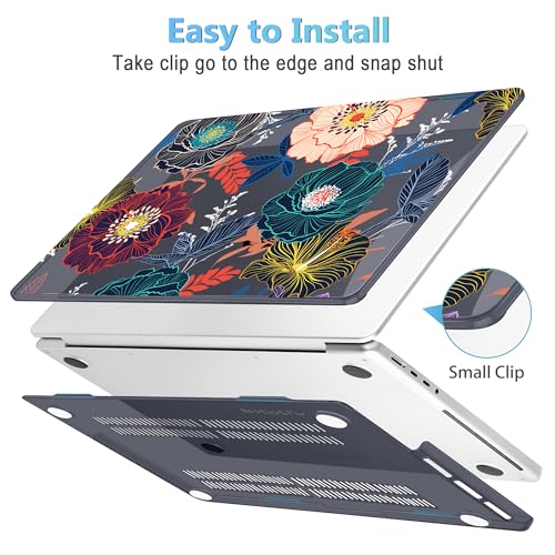 Mektron Case for M5 MacBook Pro 14 inch 2026 Model A3427 A3426 Fit 2025-2021 Model A3434 A3112 M4 A3112 A3401 A3185 M3 A2918 A2992 M2 A2779 M1 A2442 Pro/Max Cover for MacBook Pro 14", Dahlia Flowers - color: Dahlia Flowers