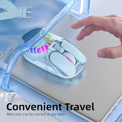 Wireless Bluetooth Mouse, Transparent BT+2.4G Dual-Mode Gaming Mouse with Magnetic Top Cover, Rechargeable RGB Backlit Computer Mouse for Laptop, PC, MacBook, iPad (Blue) - color: Blue