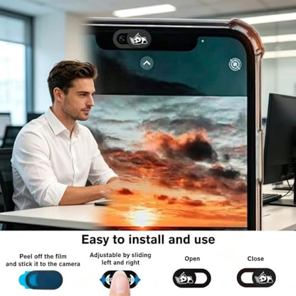 6 Pack Ultra Thin Sliding Laptop Webcam Cover Privacy Protector | Light privacy shield fits laptops, tablets and cell phones for daily anti-peep security protection