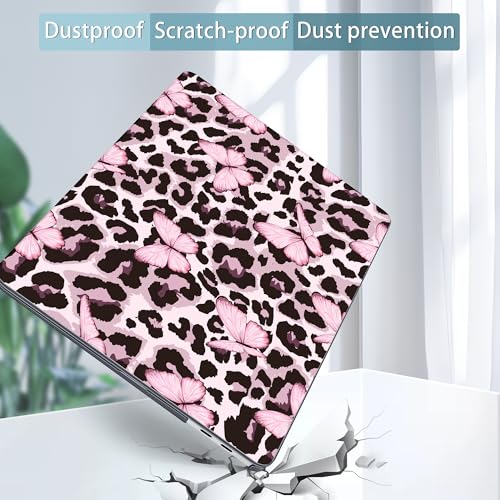 Mektron Printed Case for 2025 Microsoft Surface Laptop Windows 11 Copilot+ PC Surface Laptop 13 inch Touchscreen Display Cover Fits Model 2095, Leopard Pink Butterfly - color: Leopard Pink Butterfly