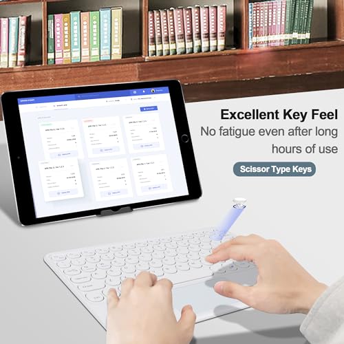 Thanice Wireless Keyboard with Touchpad, Ultra-Slim Portable Rechargeable Bluetooth Keyboard, Ipad & Android Windows Device Compatible (White) - color: white