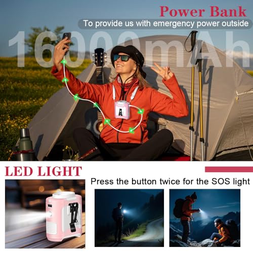 CAZOKASI 2024 Upgrade 10000mAh Waist Clip Portable Personal Body Fan - Powerful Upto 40H Cooling and Heatstroke Prevention (Gray and Orange, Pink White) - size: 10000mAh / Pink white