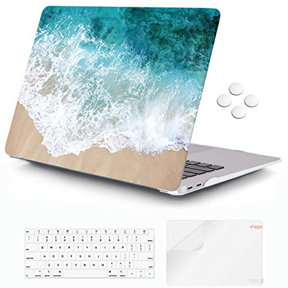 iCasso Compatible with MacBook Air 13 Inch Case 2020 2019 2018 Release A2337 M1/A1932/A2179 with Retina Display Touch ID, Hard Plastic Shell Case and Keyboard Cover for MacBook Air 13 -Beach - color: Beach