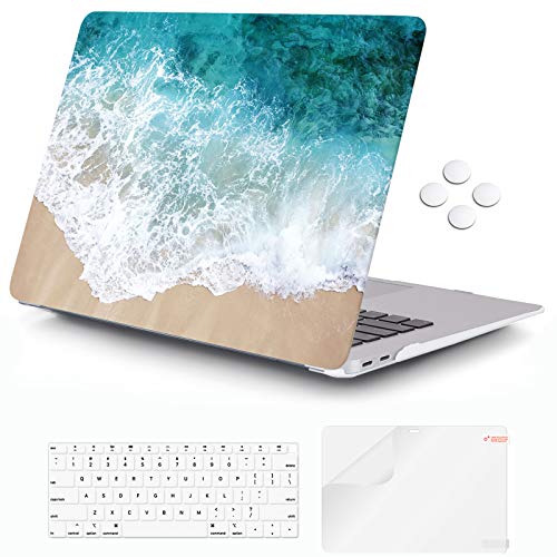 iCasso Compatible with MacBook Air 13 Inch Case 2020 2019 2018 Release A2337 M1/A1932/A2179 with Retina Display Touch ID, Hard Plastic Shell Case and Keyboard Cover for MacBook Air 13 -Beach - color: Beach