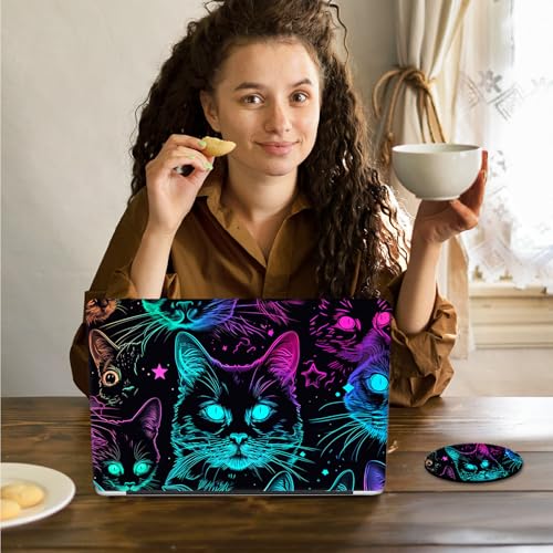 Laptop Skin Sticker Decal 15.6 Inch,12 13 13.3 14 15 15.6 in Laptop Netbook Skins for Notebook,Art Decal Removable Waterproof Scratch Resistant,Universal Vinyl Cover,Colorful Glitter Cat - color: Colorful Glitter Cat
