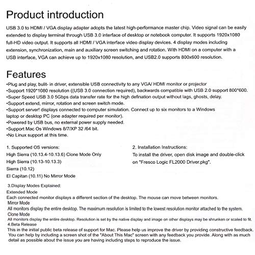 Chenyang USB 3.0 to HDMI ＆ VGA HDTV Adapter Cable External Graphics Card for Windows Laptop - color: USB 3.0 to HDMI ＆ VGA