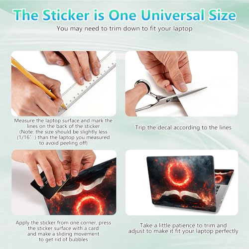 Laptop Skin Sticker Decal 12"-15.6" Universal Laptop/Notebook/Netbook Vinyl - Waterproof Scratch Resistant,Fits HP Dell Lenovo MacBook,2 Free Wrist Pads,Easy Apply & Remove,Fire Retro Book - color: Fire Retro Book