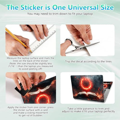 Laptop Skin Sticker Decal 12"-15.6" Universal Laptop/Notebook/Netbook Vinyl - Waterproof Scratch Resistant,Fits HP Dell Lenovo MacBook,2 Free Wrist Pads,Easy Apply & Remove,Fire Retro Book - color: Fire Retro Book