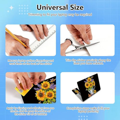 Universal Laptop Skin Sticker Decal for 11.6”12" 13" 13.3" 14" 15" 15.4" 15.6" Reusable Waterproof Scratch-Scratch Resistant Protective Vinyl Laptop Notebook Skin Stickers - Sunflower & Butterfly - color: Sunflower & Butterfly