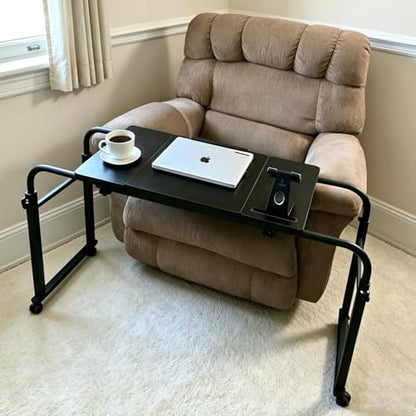 Overbed Bedside Table Over The Bed Table with Wheels Height Adjustable Medical Tilt Top Hospital Bed Table Laptop Standing Lap Desk Cart Table Stand for Bed Hospital Home Office Use Bed Trays Desk - color: Black