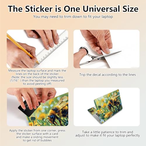 Laptop Skin Sticker Decal 15.6 Inch,12 13 13.3 14 15 15.6 in Laptop Netbook Skins for Notebook,Art Decal Removable Waterproof Scratch Resistant,Universal Vinyl Cover,Cute Bee Grass - color: Cute Bee Grass