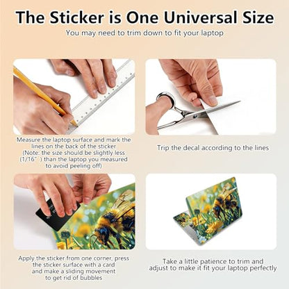 Laptop Skin Sticker Decal 15.6 Inch,12 13 13.3 14 15 15.6 in Laptop Netbook Skins for Notebook,Art Decal Removable Waterproof Scratch Resistant,Universal Vinyl Cover,Cute Bee Grass - color: Cute Bee Grass
