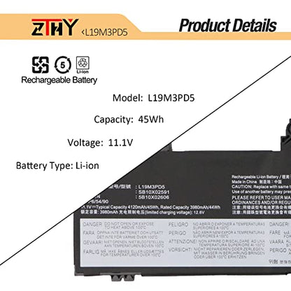 45Wh L19C3PD5 Battery Replacement for Lenovo ThinkPad E14 E15 2nd 3rd 4th | ThinkPad E14 E15 Gen 2 Gen 3 Gen 4 Laptop Battery L19M3PD5 L19D3PD5 L19L3PD5 L20C3PD4 L20L3PD4 L20M3PD4 11.1V 3-Cell 4120mAh - size: 11.50*2.87*0.24inch L19M3PD5
