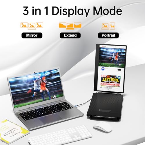 KEFEYA Laptop Screen Extender, 14.2" Portable Triple Monitor for Laptop with Full HD IPS Display, Monitor Extender Compatible with Mac, Windows, Chrome, Fits 13-17 Inch Laptops - size: Triple-14.2"