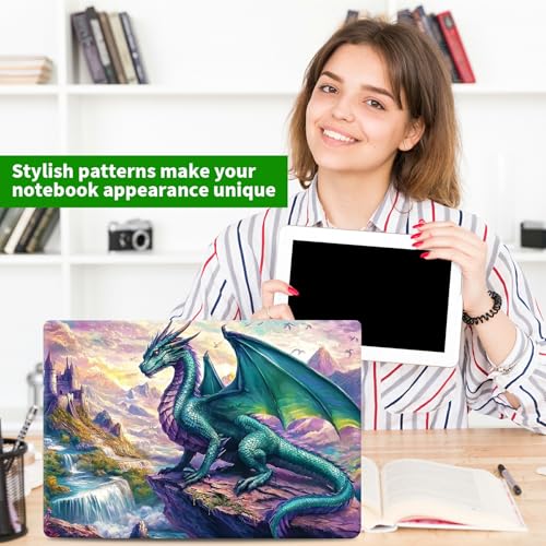 Laptop Skin Sticker Decal, Universal Protective Cover Fit 12 13 14 15.6 Inch Notebook, Reusable Water-Resistant Vinyl Decal w/ 2 Wrist Pads for Business Travel Office, Creek Green Dragon - color: Creek Green Dragon