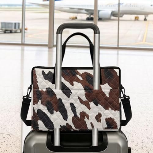Laptop Sleeve, Laptop Cover with Adjustable Strap Computer Bag Tablet Notebook Sleeves Handbag Messenger Briefcase - color: Brown Cow