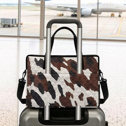 Laptop Sleeve, Laptop Cover with Adjustable Strap Computer Bag Tablet Notebook Sleeves Handbag Messenger Briefcase - color: Brown Cow