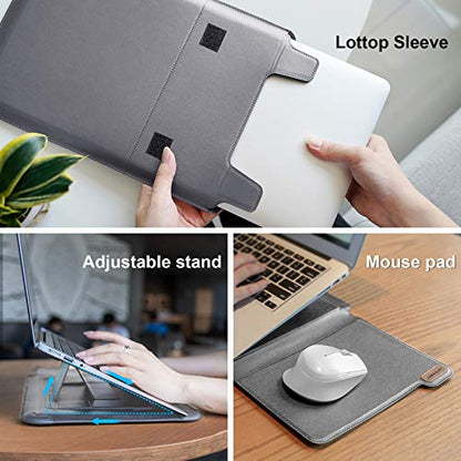 Nillkin Laptop Sleeve 13 inch (3-in-1), MacBook Sleeve with Adjustable Stand & Mouse Pad, 2 Stand Modes, 13 inch Laptop Case, Slim MacBook Accessories for Samsung/Surface/Chromebook/HP 12-14'', Gray - color: Gray