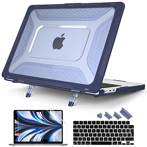 Batianda Extreme Heavy Duty Case for MacBook Air 13.6" 2026-2022, Navy Blue | Fits M5/M4/M3/M2 Chip Model, Anti-Slip Rubberized Stand Holds 25lbs, Honeycomb Rugged Matte Shell, Max Cooling & Stability - color: S-Navy Blue