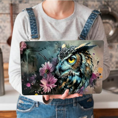 Universal Laptop Skin Sticker with 2 Wrist Pad Skins, Waterproof Scratch Resistant Vinyl Laptop Cover Decal, Cut to Fit for 11–15.6 Inch MacBook HP Dell Lenovo, Flower Owl - color: Flower Owl