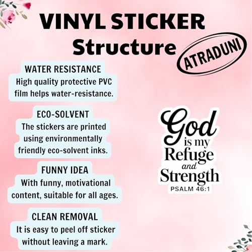 (3Pcs) God is My Refuge and Strength Stickers Christian Inspirational Bible Verse Quote Religious Scripture Prayer Gifts Waterproof Vinyl Decal for Kindle Water Bottle Bumper Phone Laptop Size 3"x2" - color: God is My Refuge and Strength – Psalm 46:1