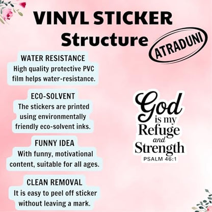 (3Pcs) God is My Refuge and Strength Stickers Christian Inspirational Bible Verse Quote Religious Scripture Prayer Gifts Waterproof Vinyl Decal for Kindle Water Bottle Bumper Phone Laptop Size 3"x2" - color: God is My Refuge and Strength – Psalm 46:1