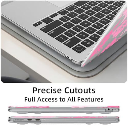 for MacBook Air 13.6 Inch Case M5/M4/M3/M2 2026-2022 Release A3449 A3240 A3113 A2681 Pink Hibiscus Flower Cute Design Crystal Clear Girly Case Laptop Protective Hard Shell Cover - color: Hibiscus Flower