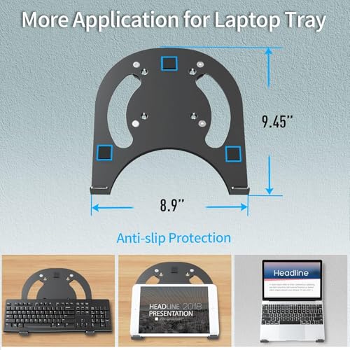 MOUNTUP Dual Monitor and Laptop Mount, Adjustable Monitor Stand for 2 Max 27" Computer Screens, Laptop Tray Fits 10-17inch Notebook, Holds 4.4-17.6lbs Per Arm, 3-in-1 Adjustable Monitor Desk Mount - size: Triple, style: With Pole